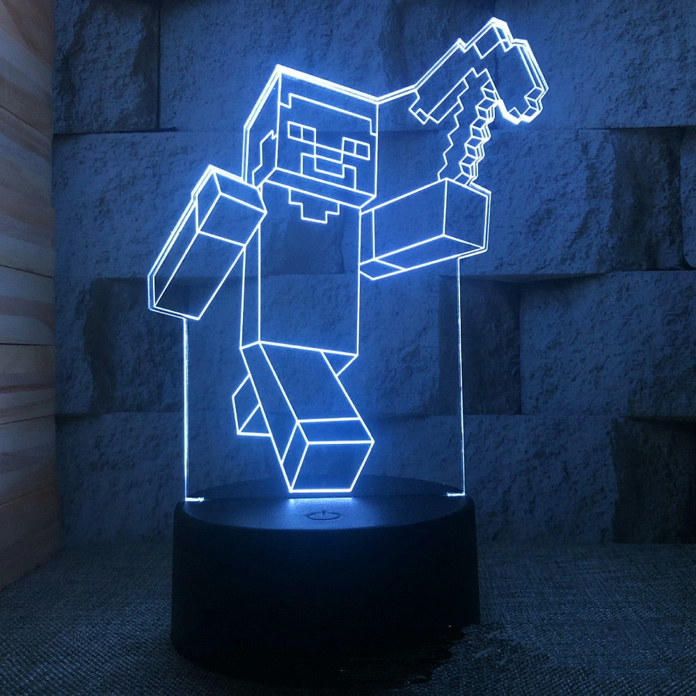 Lampe 3D Minecraft Pioche