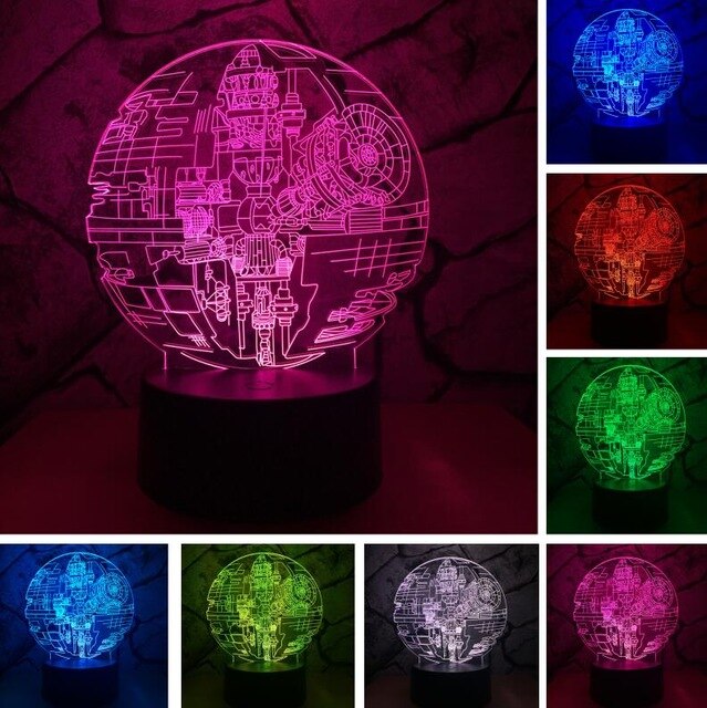 Lampe 3D Star Wars Etoile Noire avec socle au choix ! - LampePhoto