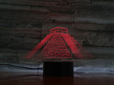Lampe 3D pyramide maya rouge