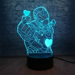 Lampe 3D Iron man coeur
