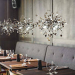 Lustre Design Chromé Arbre Feuilles Rondes ampoules