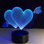 Lampe 3D bleue double coeurs Lampe Design 