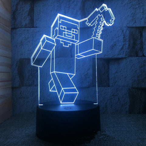 Lampe 3D Minecraft Pioche