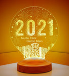 Lampe 3D bonne année 2021 jaune