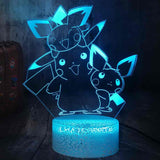 lampe 3d pokemon pikachu pichu bleu