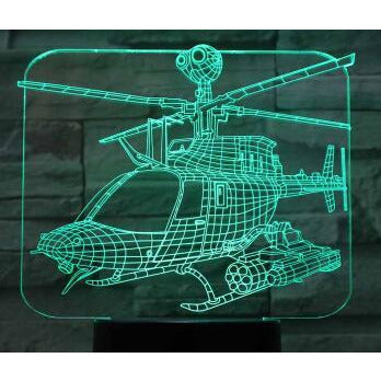 Lampe 3D hélicoptère de guerre 