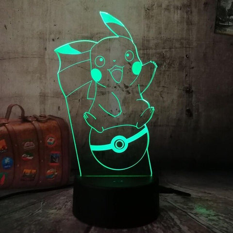 Lampe 3D Pikachu sur une Pokéball