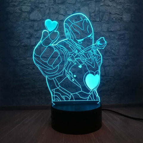 Lampe 3D Iron man coeur