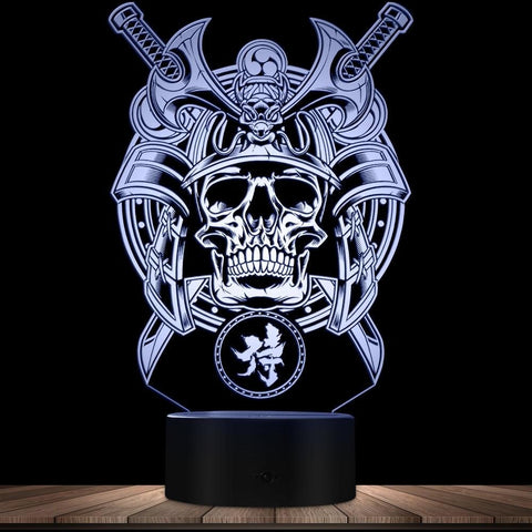 Lampe 3D Samouraï Tête de Mort